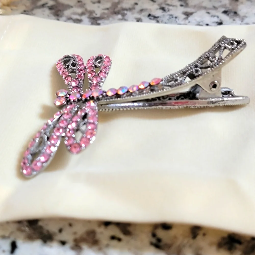 Rhinestone Dragonfly Brooch / Hair Clip - Picture 5 of 8